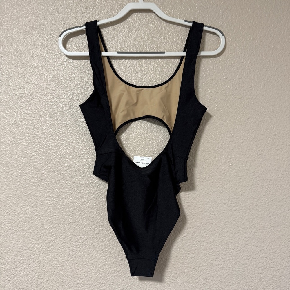 NWT Alexander Wang Cutout Logo One Piece Swimsuit Black Summer Vacation Beach S - Picture 9 of 10